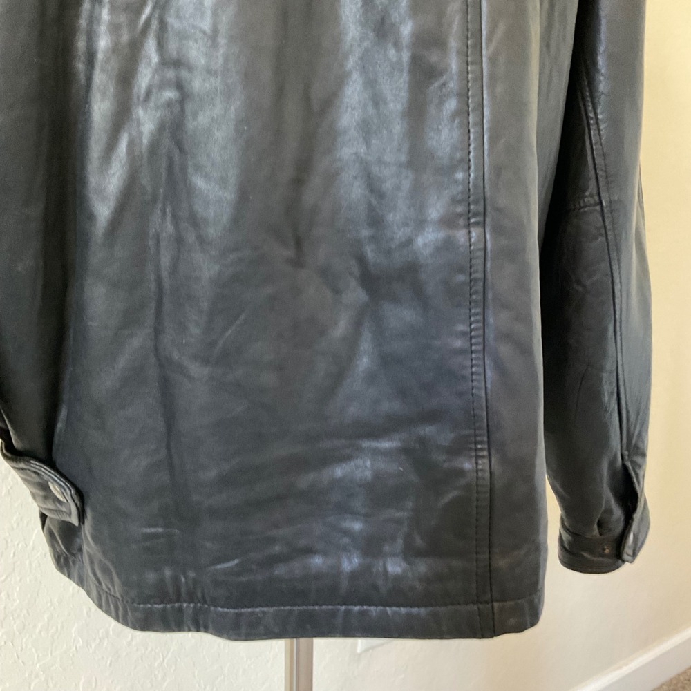 Vintage Couturé J Park Black Leather Bomber Jacket Mens L 90s Minimalist - Picture 8 of 8